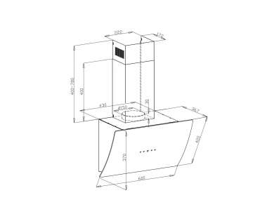 Наклонная кухонная вытяжка Plaza 600 Black
